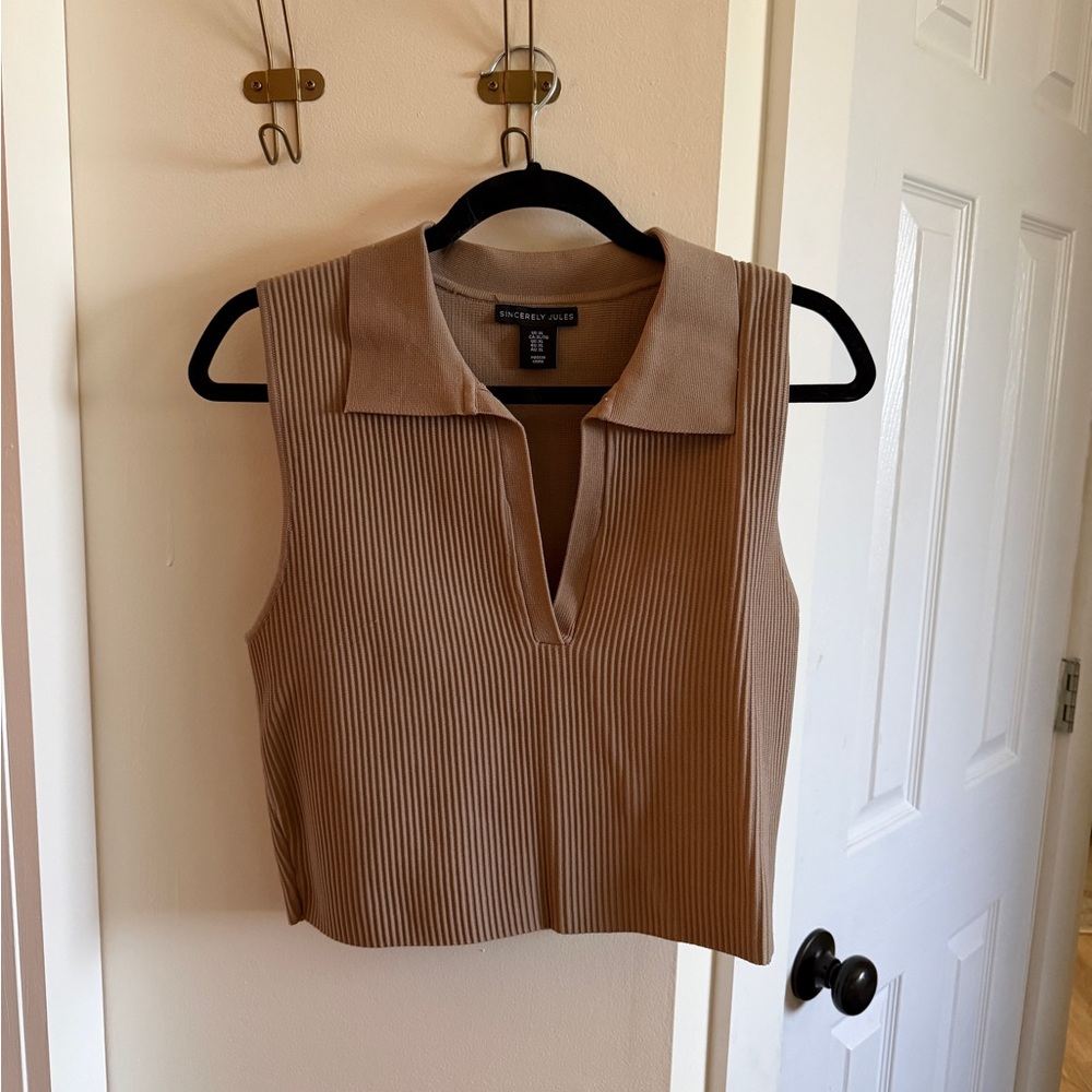 Sincerely Jules Ribbed Brown Tank Top